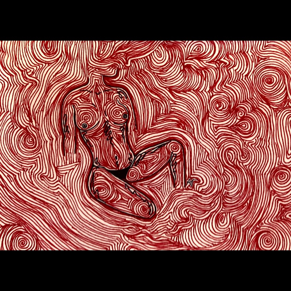 Red & Black Pen Drawing